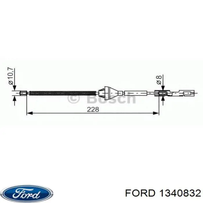 1340832 Ford трос ручного гальма задній, правий/лівий