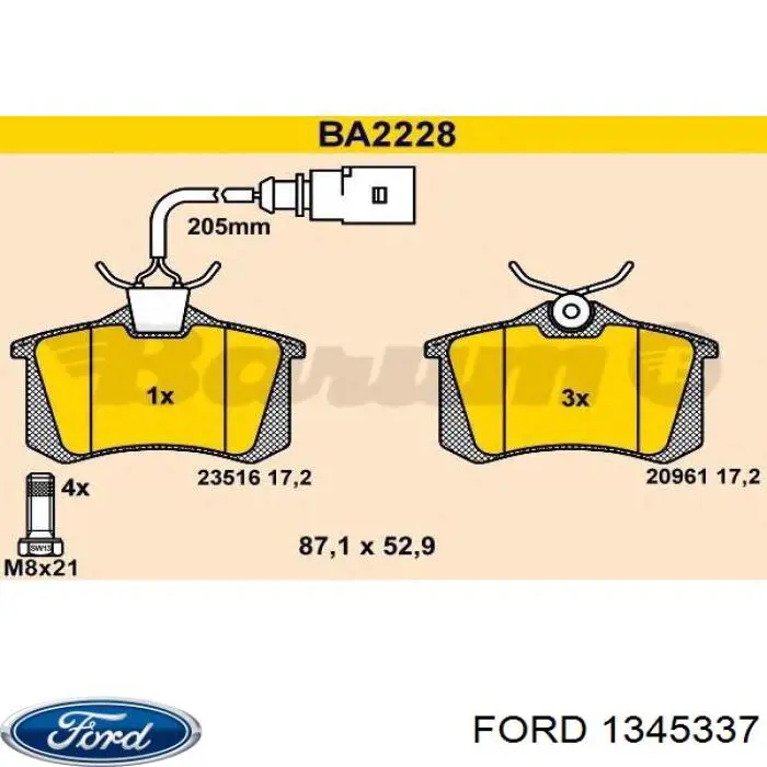 Задні гальмівні колодки Ford 1345337 ціна, від 19.93 USD