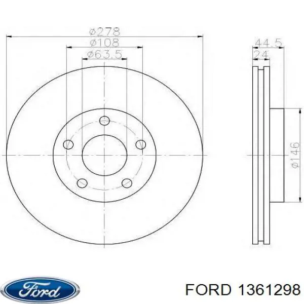 Диск переднього гальма Ford 1361298 ціна, від 44.46 USD