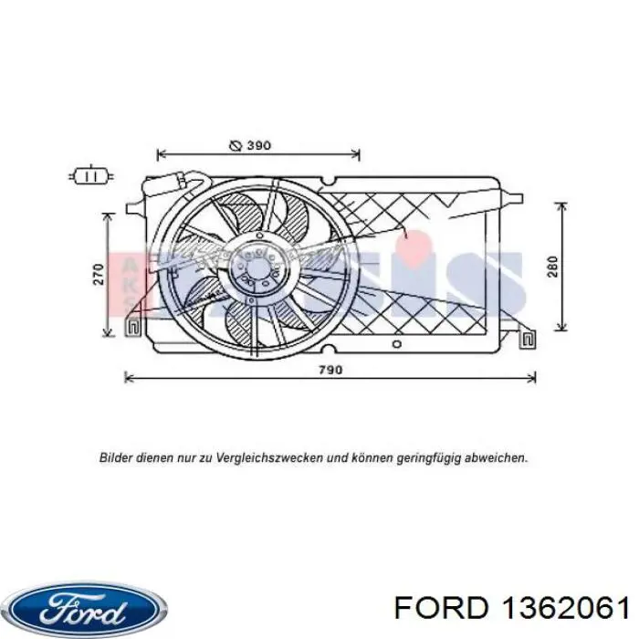1300810 Ford електровентилятор охолодження в зборі (двигун + крильчатка)
