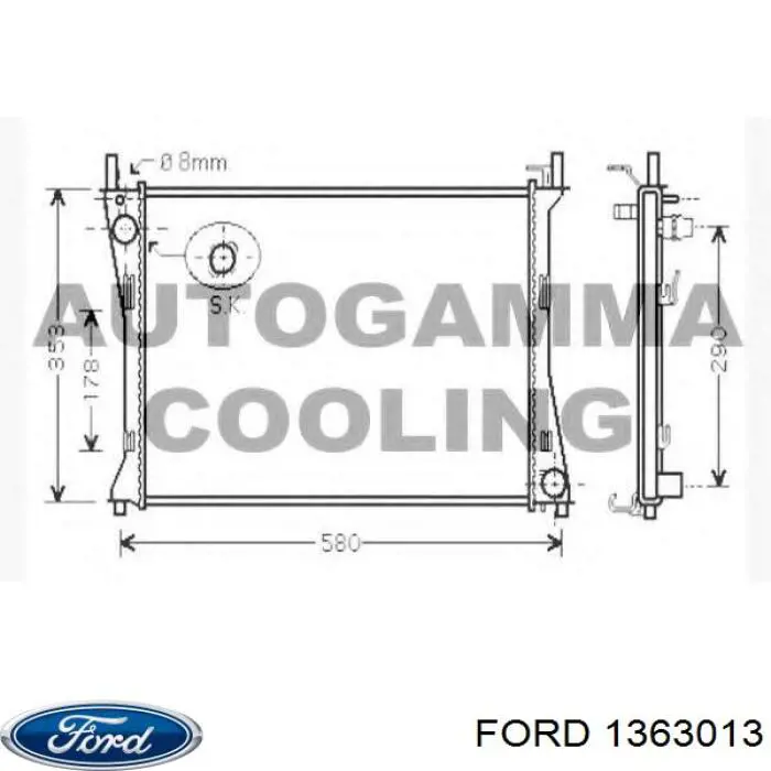 Радіатор охолодження двигуна 1363013 Ford