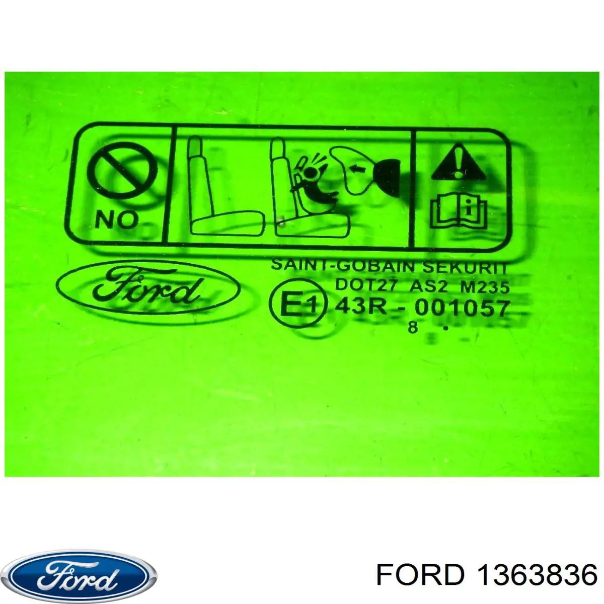 Скло передньої правої двері Ford 1363836 ціна, від 16.87 USD