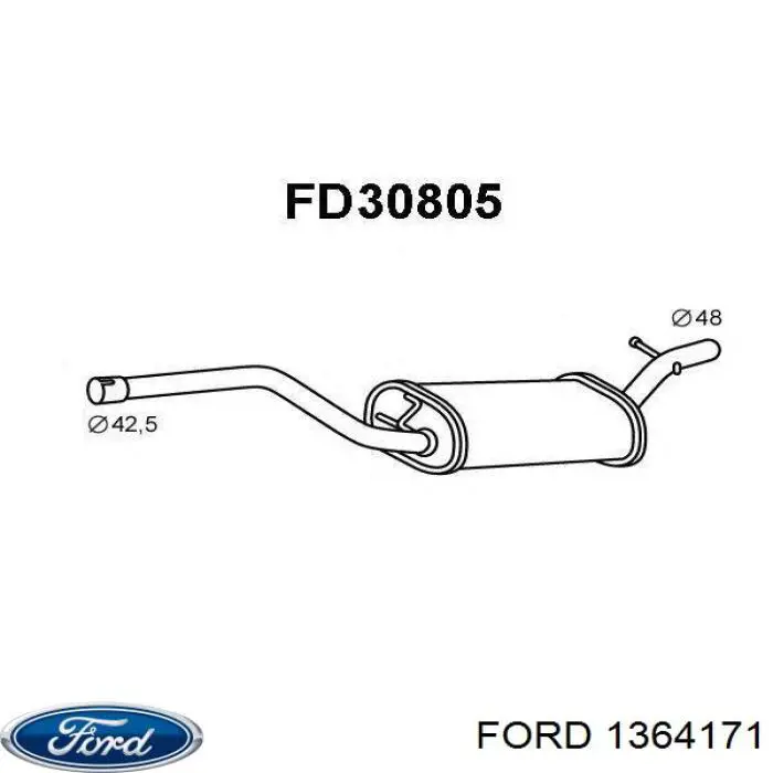 1364171 Ford глушник, центральна частина