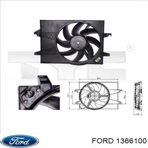 1366100 Ford дифузор радіатора охолодження, в зборі з двигуном і крильчаткою