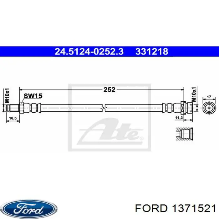 Шланг гальмівний задній Ford 1371521 ціна, від 6.04 USD