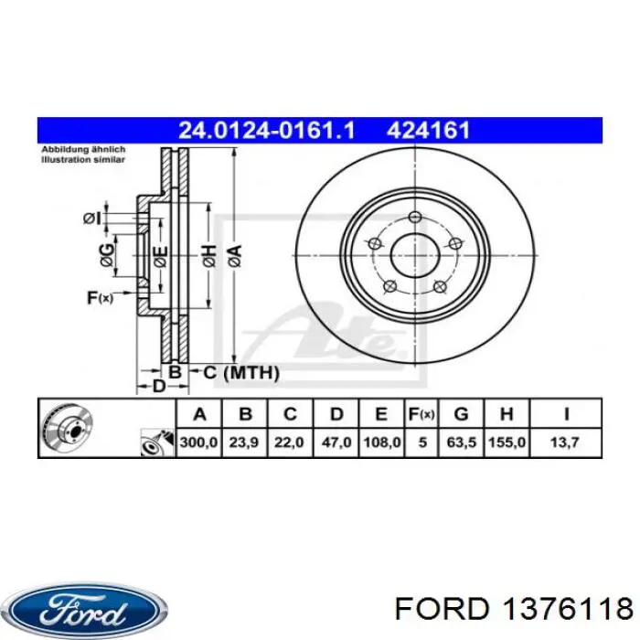 Гальмівні диски передні 1376118 Ford