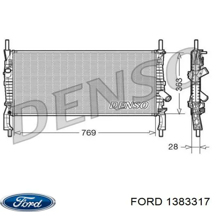 Радіатор основний Ford 1383317 ціна, від 87.03 USD