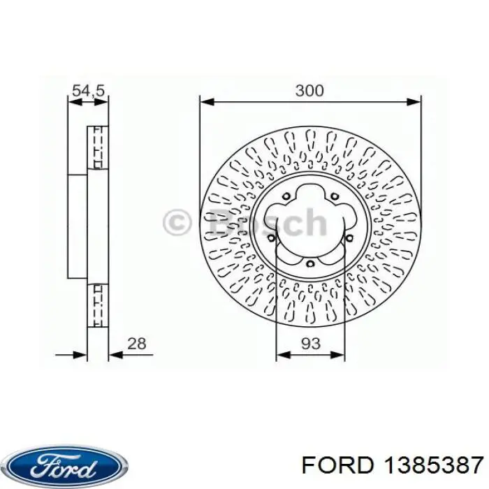 Диск гальмівний передній 1385387 Ford