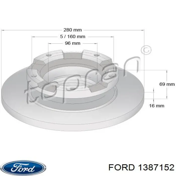 Купити 1387152 Ford Диск заднього гальма