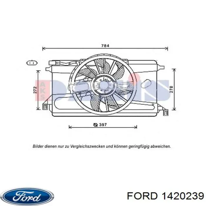1420239 Ford дифузор радіатора охолодження, в зборі з двигуном і крильчаткою