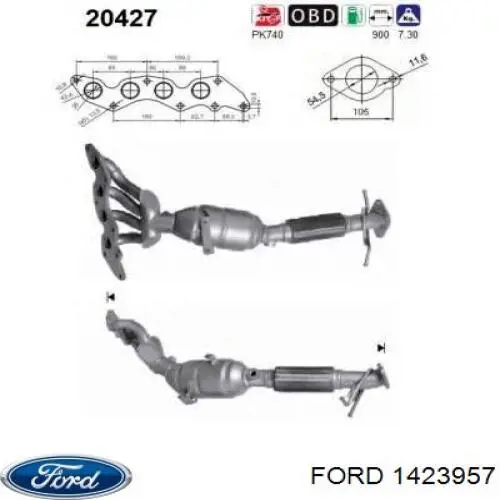 Конвертор-каталізатор (каталітичний нейтралізатор) Ford 1423957 ціна, від 60.23 USD