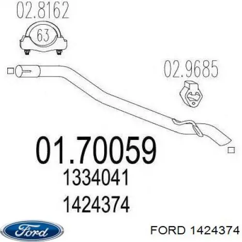 Вихлопна труба Ford 1424374 ціна, від 20.67 USD