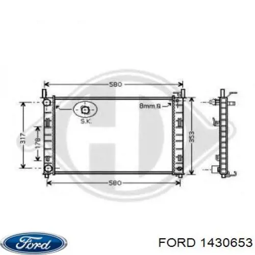 Радіатор охолодження двигуна 1430653 Ford