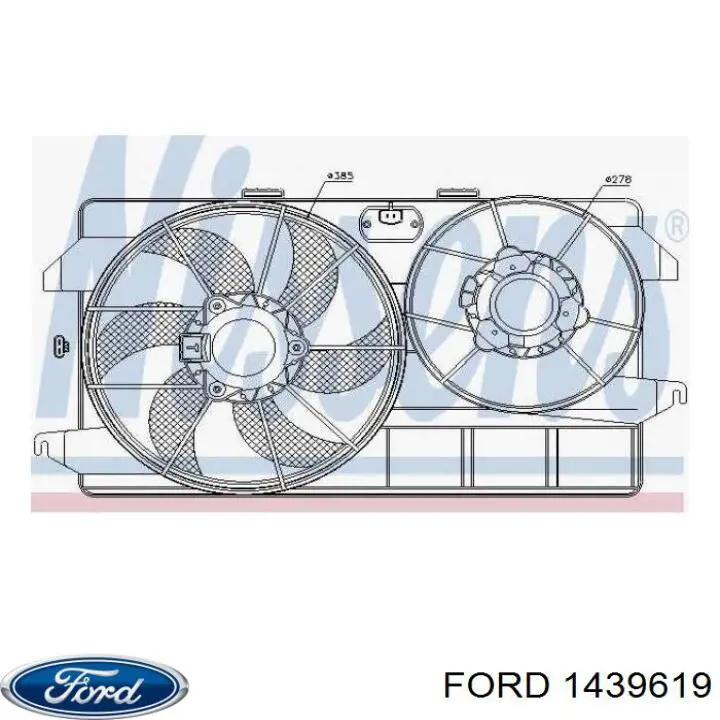 1439619 Ford Дифузор радіатора охолодження, в зборі з мотором і крильчаткою
