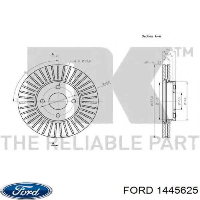 Гальмівні диски передні 1445625 Ford