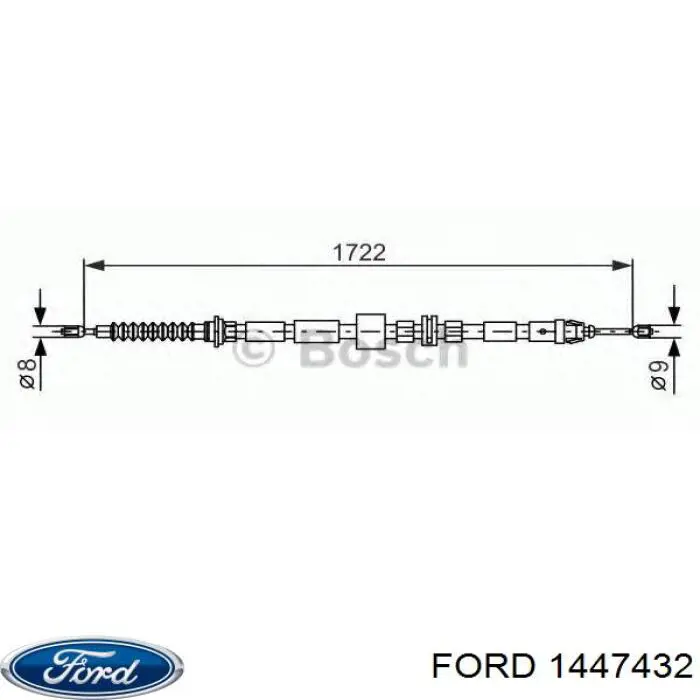 Трос ручного гальма задній, правий/лівий 1447432 Ford