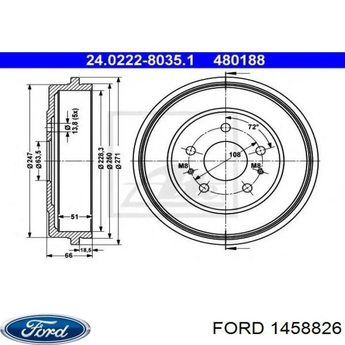 1458826 Ford барабан гальмівний задній