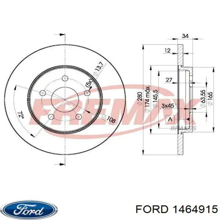 Гальмівні диски 1464915 Ford