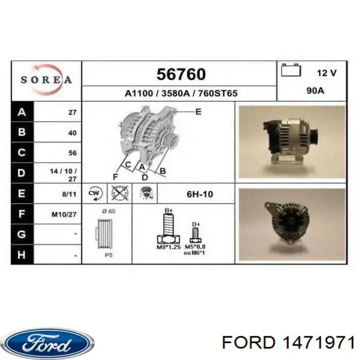 1471971 Ford Тяжка стабілізатора, заднього