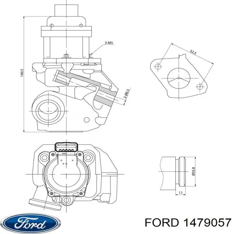 1479057 Ford клапан egr, рециркуляції газів