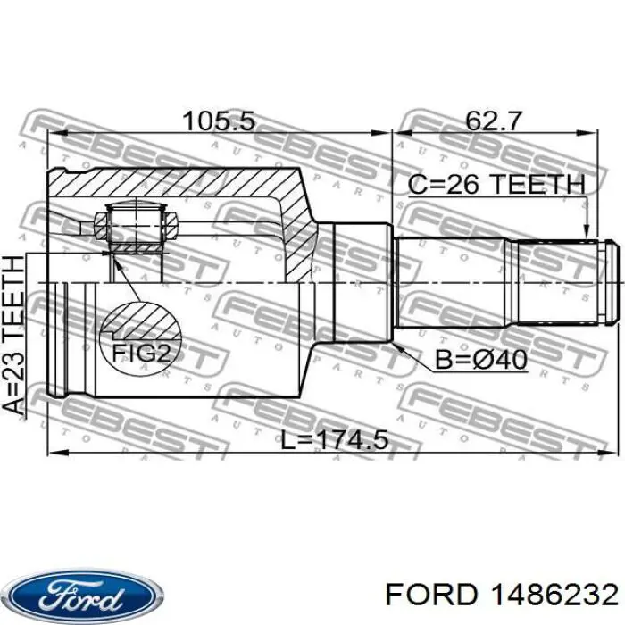 ШРКШ внутрішній, передній, лівий Ford 1486232 ціна, від 78.09 USD