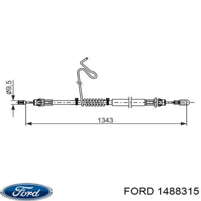 1488315 Ford трос ручного гальма задній, лівий
