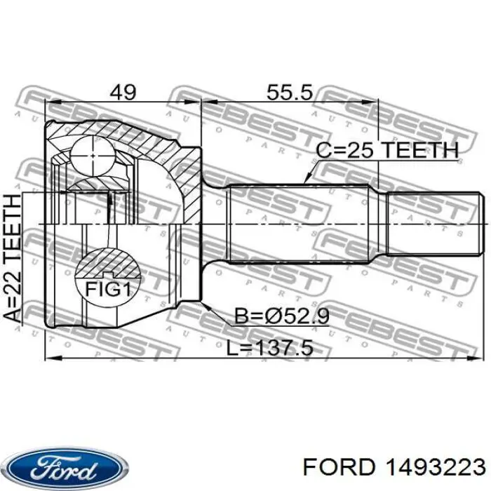 Купити 1493223 Ford Ліва піввісь