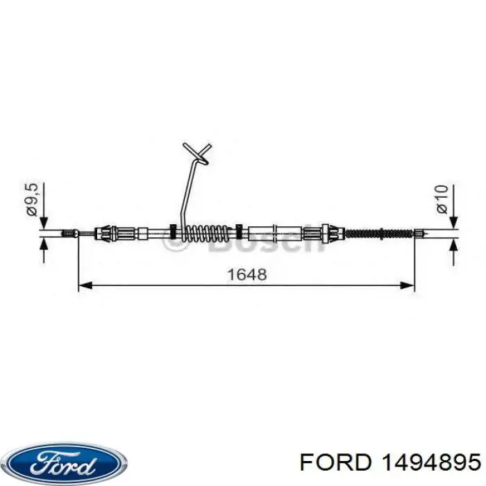 1494895 Ford трос ручного гальма задній, лівий