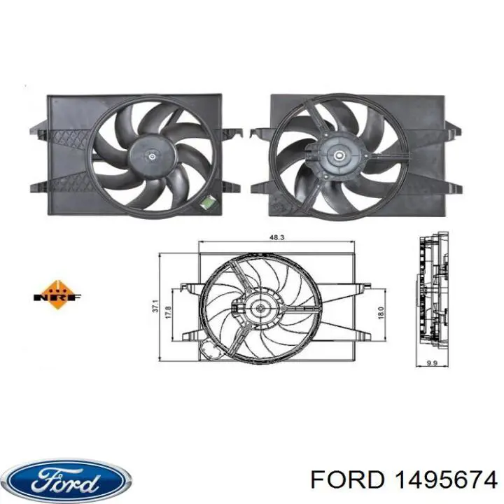 Дифузор радіатора охолодження, в зборі з двигуном і крильчаткою Ford 1495674