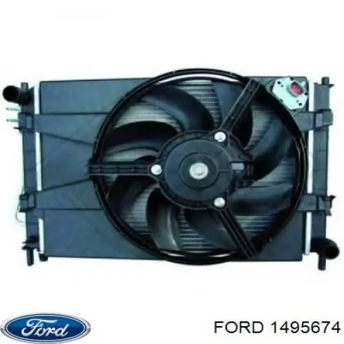 1495674 Ford дифузор радіатора охолодження, в зборі з двигуном і крильчаткою