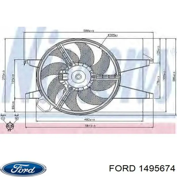 Купити 1495674 Ford Дифузор радіатора охолодження, в зборі з двигуном і крильчаткою