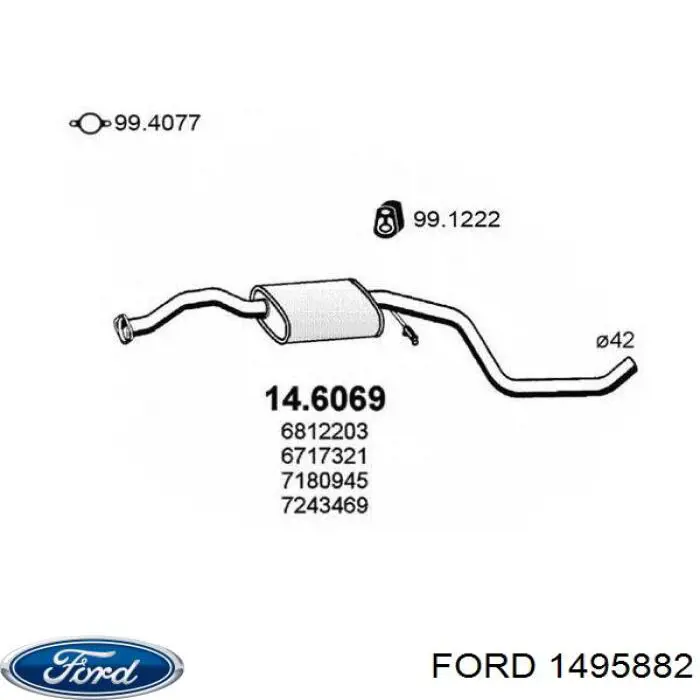 1495882 Ford Середній глушник