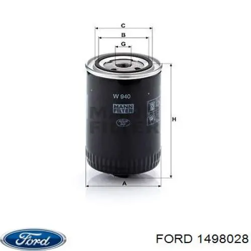 Масляний фільтр двигуна Ford 1498028 ціна, від 7.29 USD