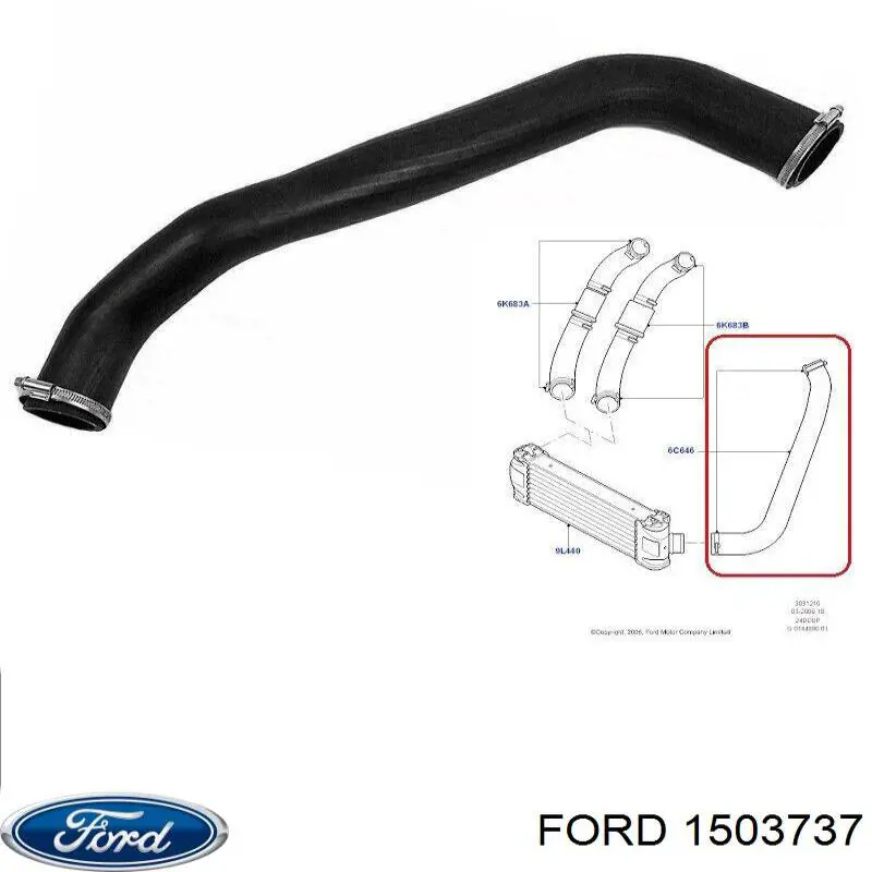 Шланг/патрубок интеркуллера Ford 1503737 ціна, від 25.08 USD