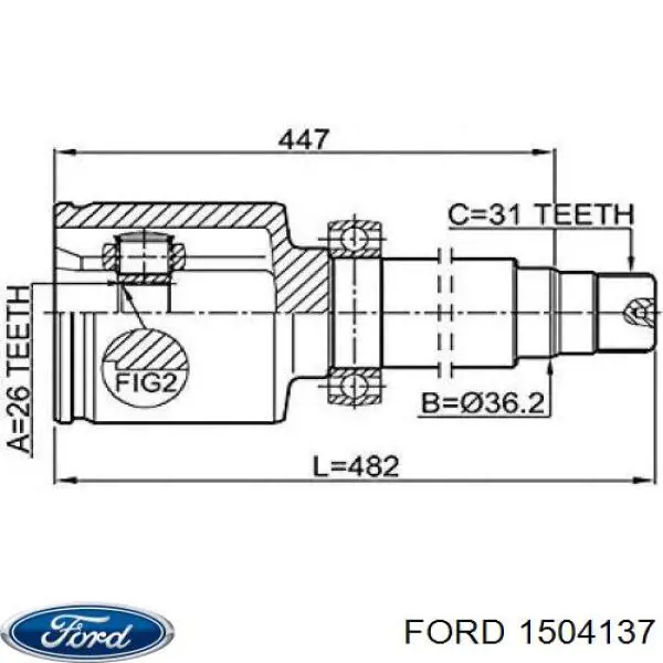 Піввісь передня, права Ford 1504137 ціна, від 125.45 USD