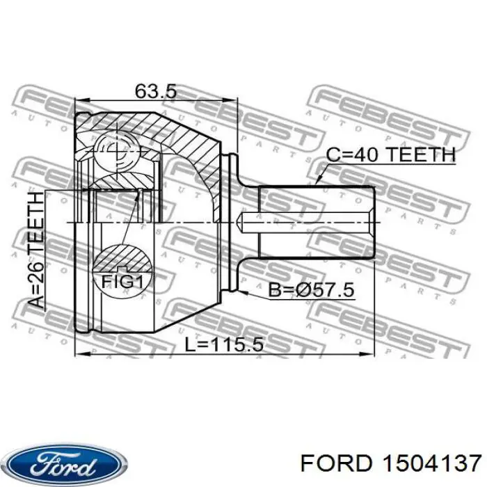 1504137 Ford Привід передній правий