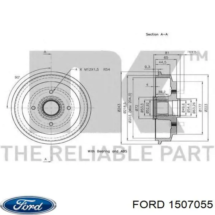 Барабан гальмівний задній Ford 1507055 ціна, від 38.01 USD