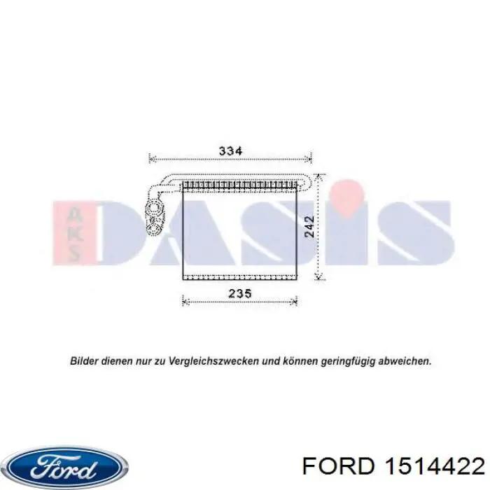 Радіатор кондиціонера салонний, випарник 1514422 Ford