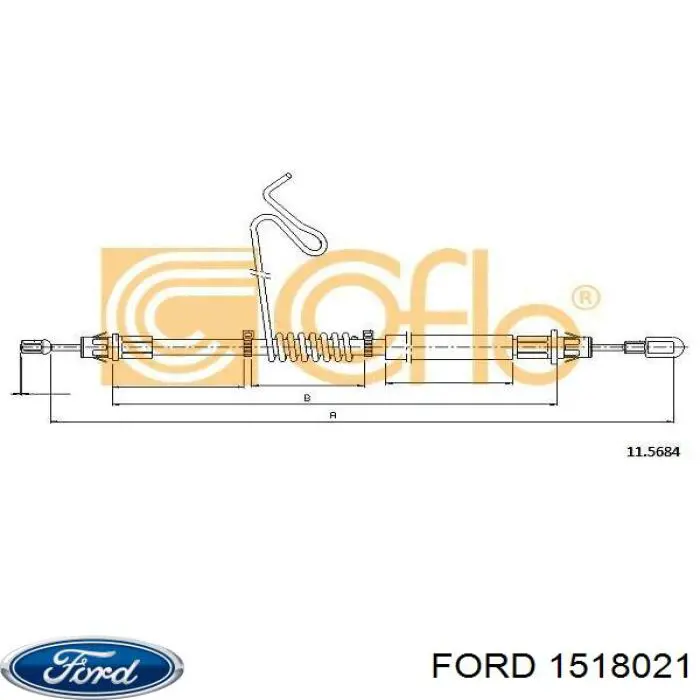 Трос стоянкового гальма задній лівий Ford 1518021 ціна, від 19.00 USD