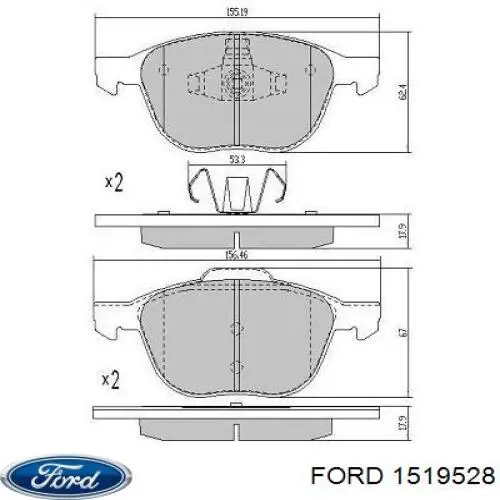 Гальмівні колодки Ford 1519528 ціна, від 20.16 USD