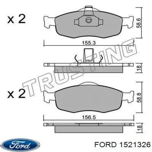 Передні тормозні колодки 1521326 Ford
