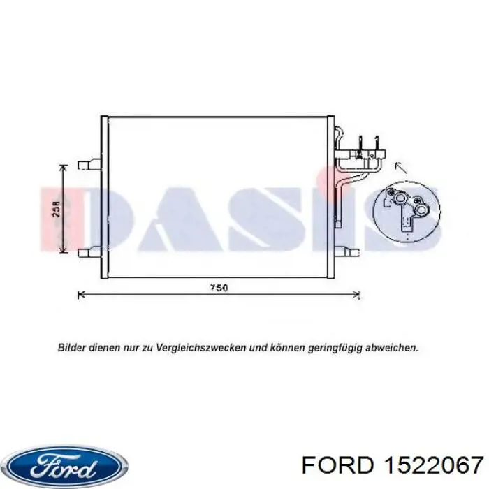 Конденсатор кондиціонера Ford 1522067 ціна, від 86.61 USD
