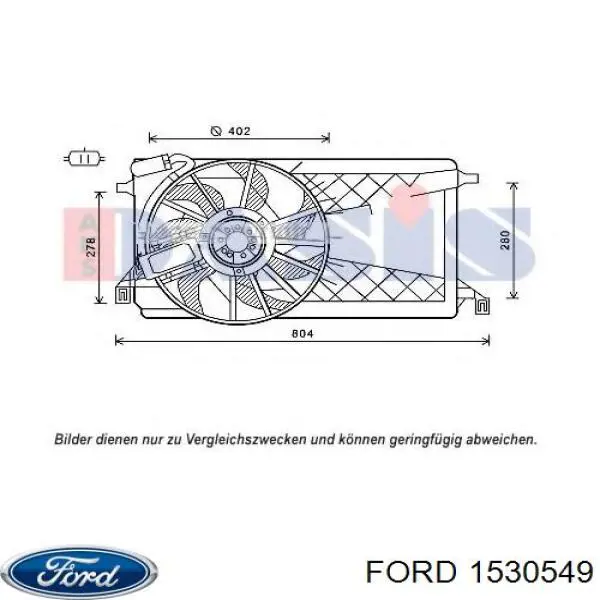 1530549 Ford Дифузор радіатора охолодження, в зборі з мотором і крильчаткою
