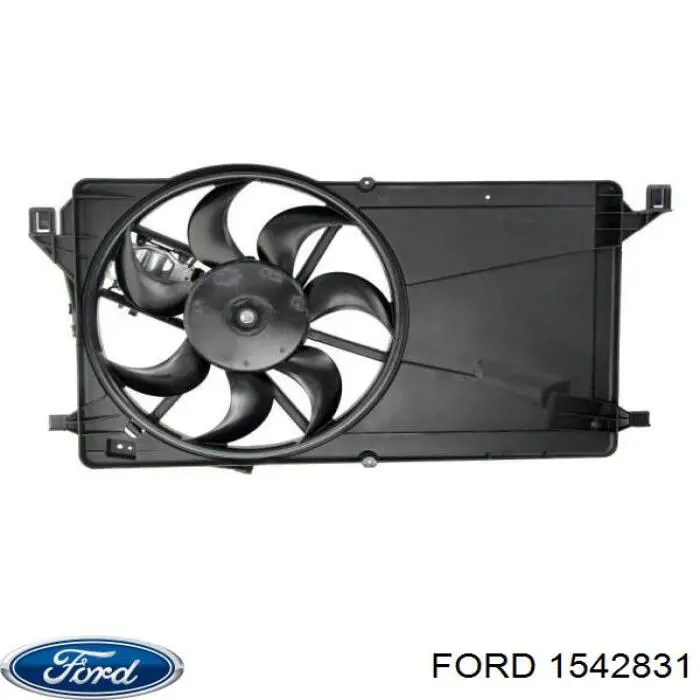 1542831 Ford дифузор радіатора охолодження, в зборі з двигуном і крильчаткою