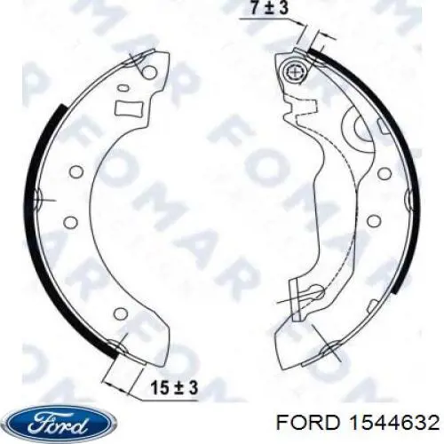 1544632 Ford колодки гальмові задні, барабанні