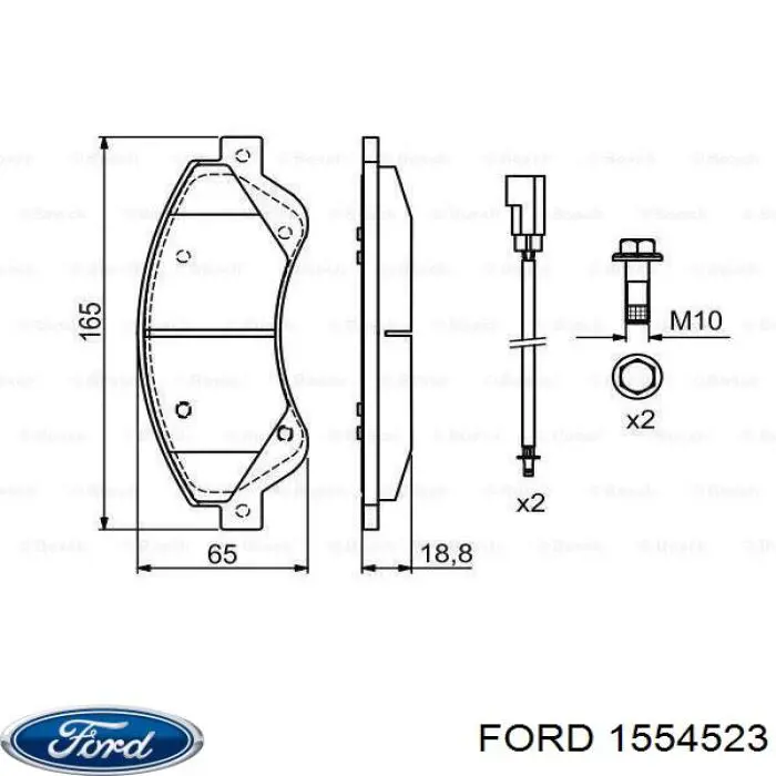 Купити 1554523 Ford Колодки гальмівні передні, дискові
