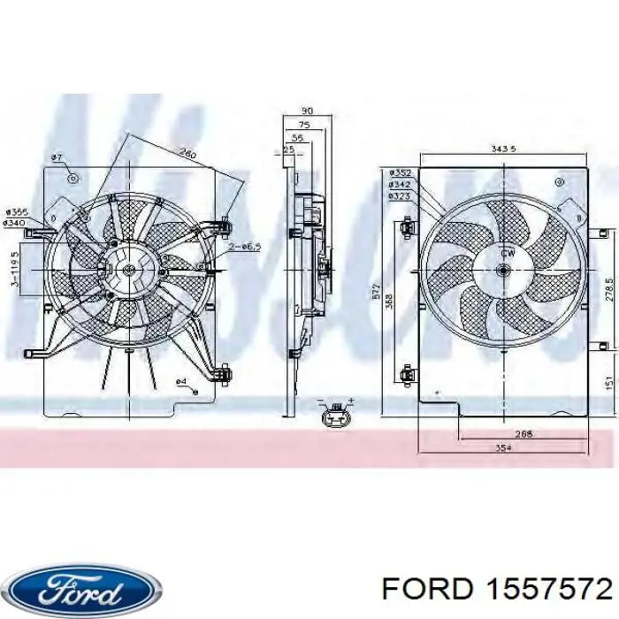 Дифузор радіатора охолодження, в зборі з двигуном і крильчаткою Ford 1557572 ціна, від 76.10 USD