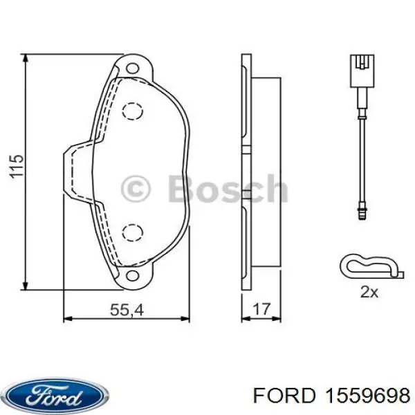 Колодки гальмівні передні, дискові 1559698 Ford