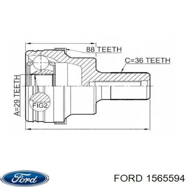 Купити 1565594 Ford Піввісь задня