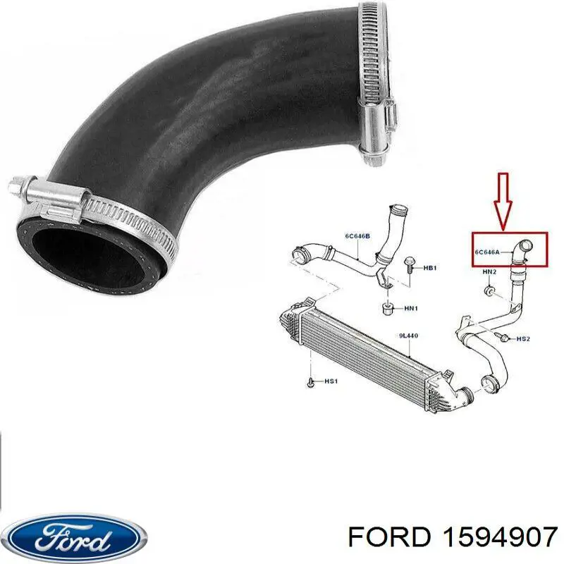 1594907 Ford шланг/патрубок інтеркулера, лівий